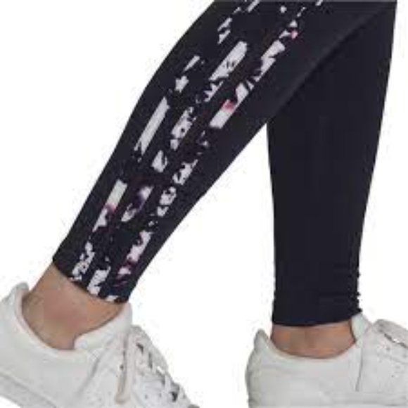 NWT ADIDAS ORIGINALS Women XS Floral 3 Striped Design Jersey Legging Legend Ink - Picture 4 of 10
